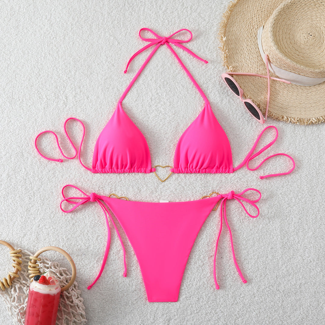 Dame trekant-bikini med stilfulde hjerte-accenter Skovae