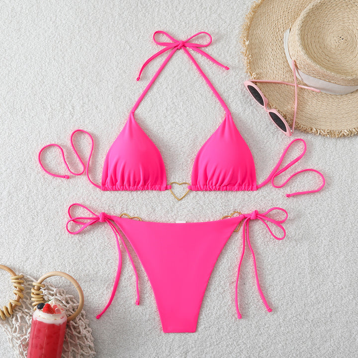 Dame trekant-bikini med stilfulde hjerte-accenter Skovae