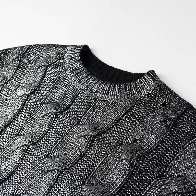 Dame Grovstrikket pullover med elegant strukturmønster Stilla