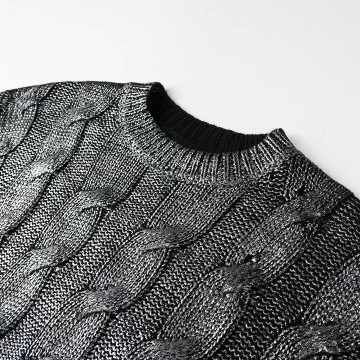 Dame Grovstrikket pullover med elegant strukturmønster Stilla