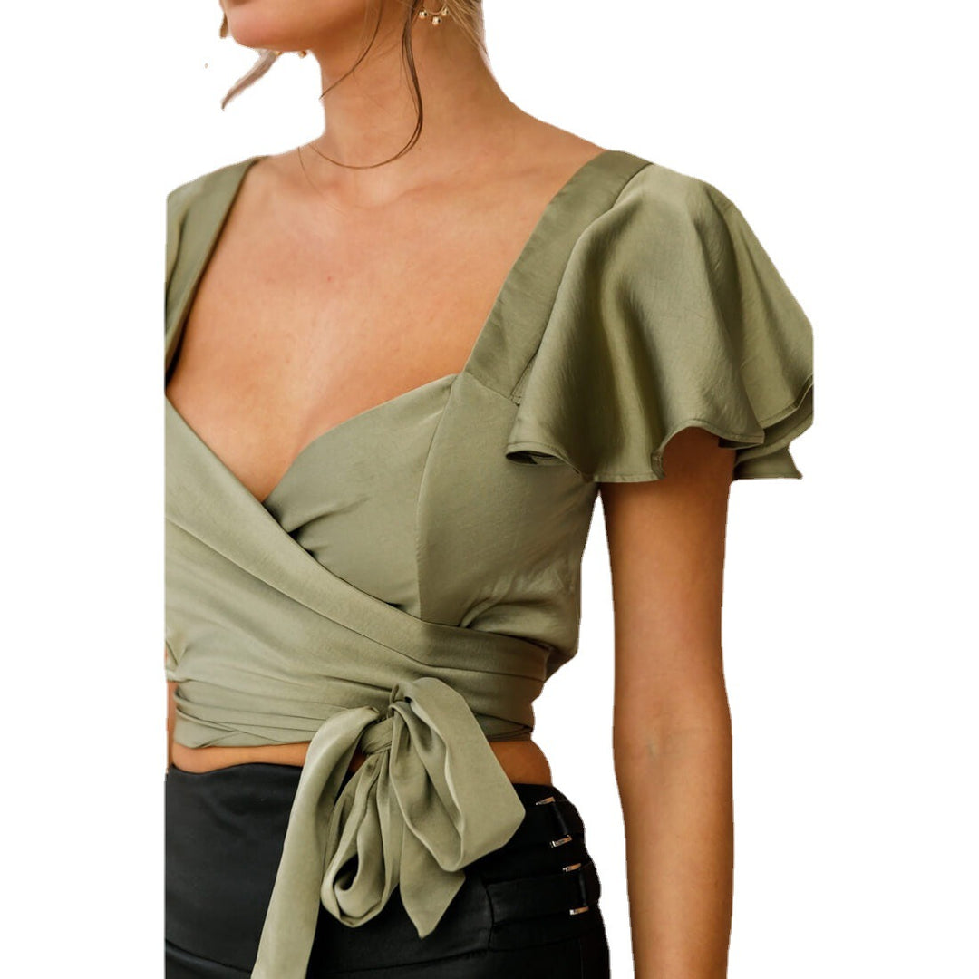Dame wrap top med rynker Stilla