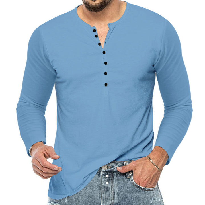 Herrer Langærmet Henley T-shirt med struktureret overflade Stilla