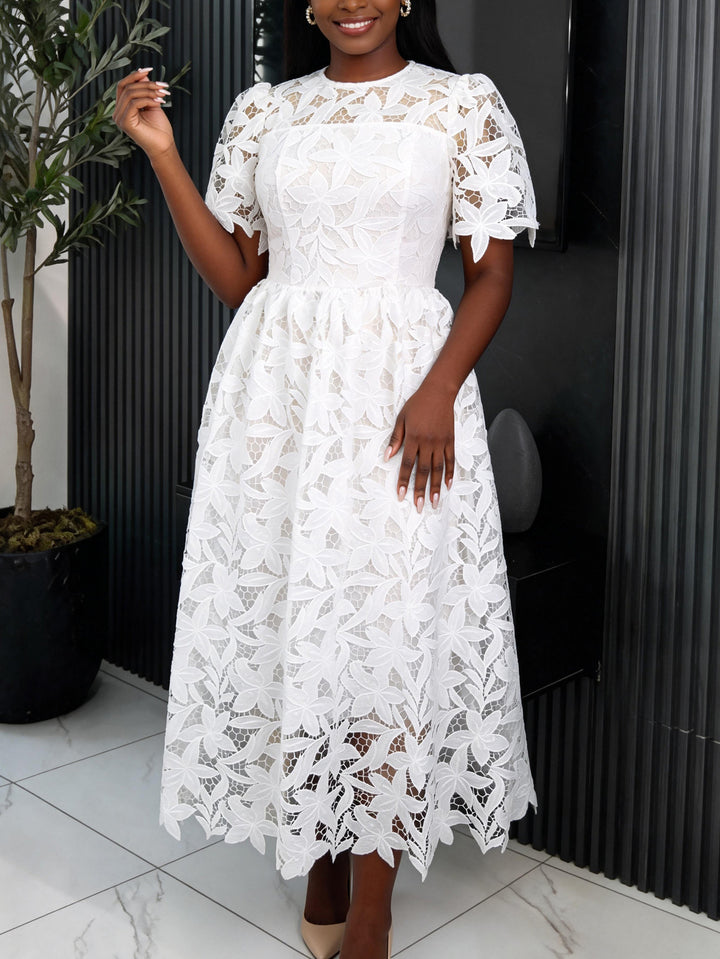 Dame spids maxi-kjole med blomsterdesign Skovae
