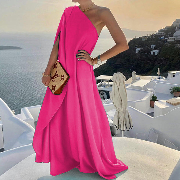 Stilla | One-Shoulder-Kjole Temperament Sommer Enfarvet Kjole
