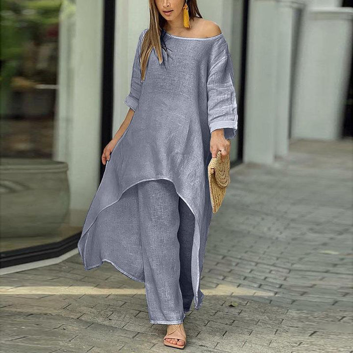 Damer luftig kaftan-stil to-delt med asymmetrisk snit Stilla