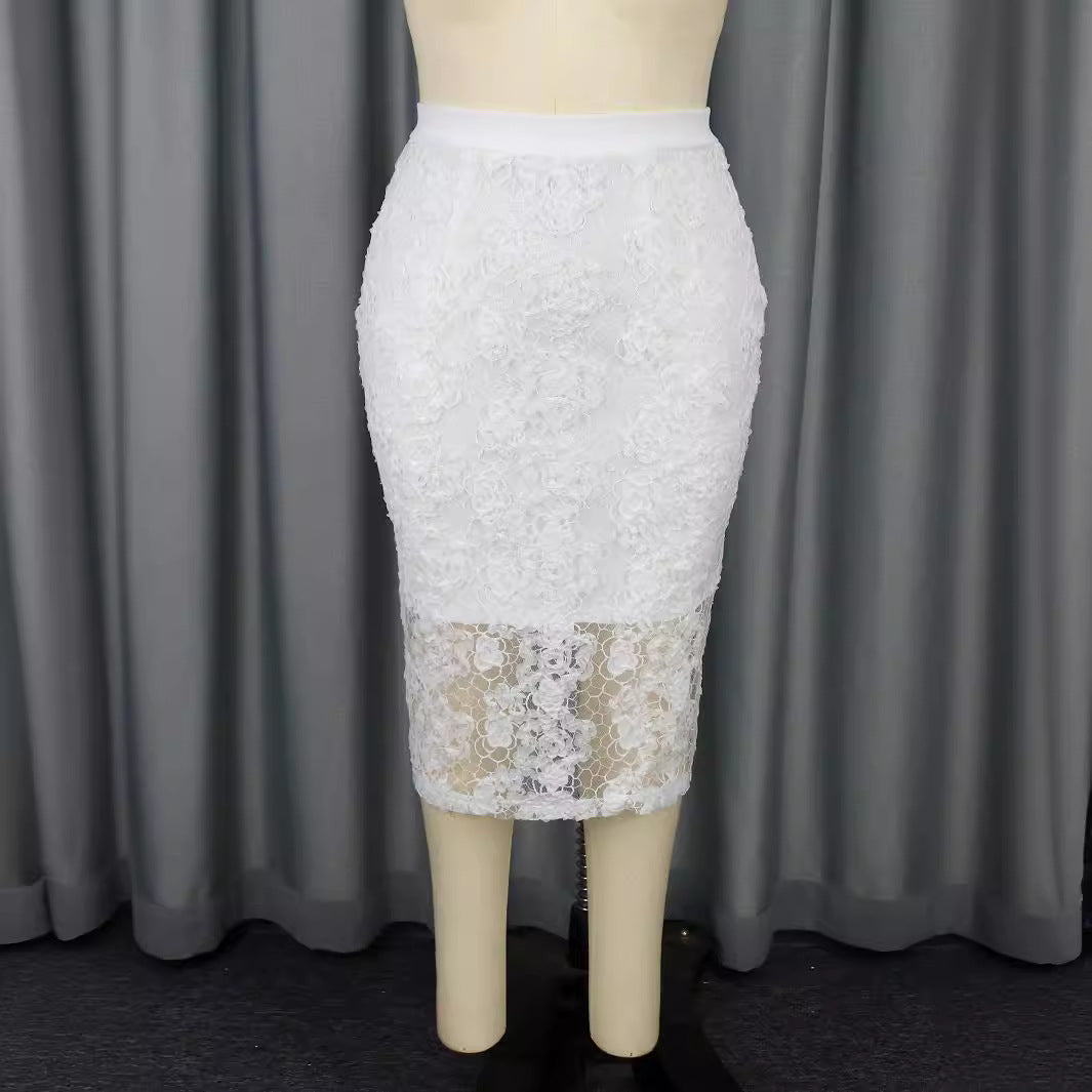Dame Elegant spids nederdel med florale detaljer Skovae