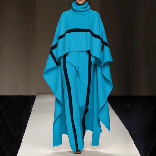 Dame elegant og stilfuld sæt bestående af hyggelig poncho og brede bukser Stilla