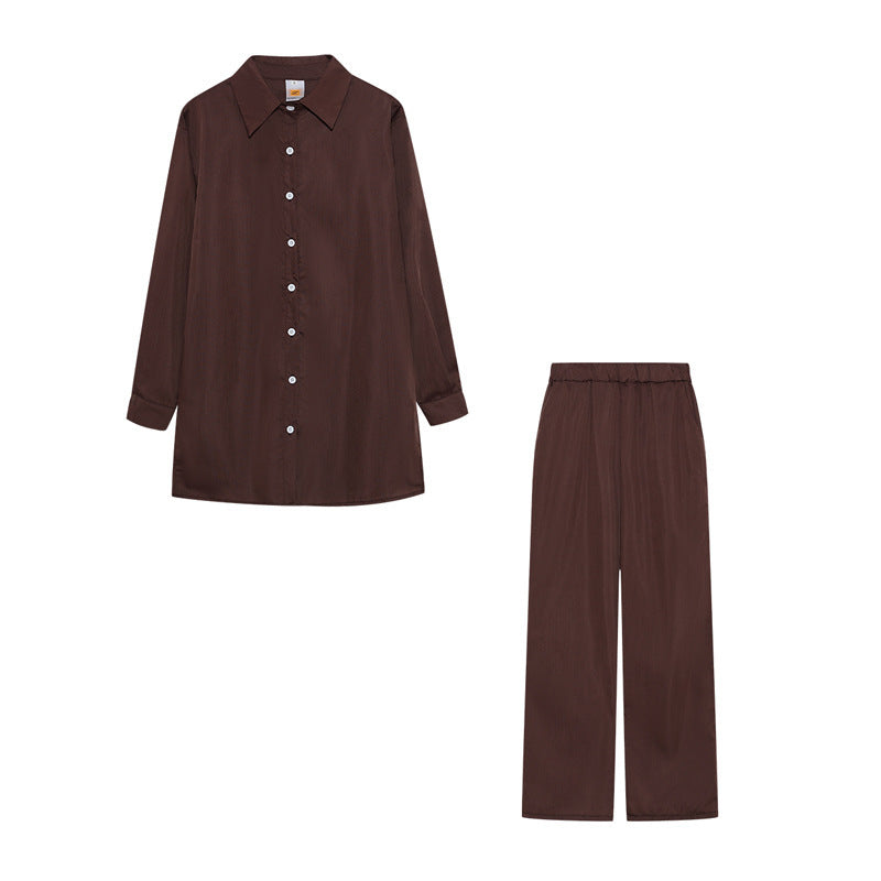 Dame Langærmet Button-Up Pyjamas Sæt Stilla