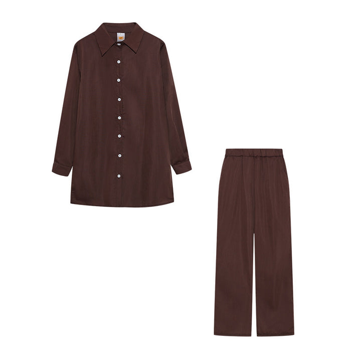 Dame Langærmet Button-Up Pyjamas Sæt Stilla