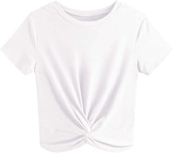 Dame kortærmet T-shirt med knude og elastisk stof Stilla