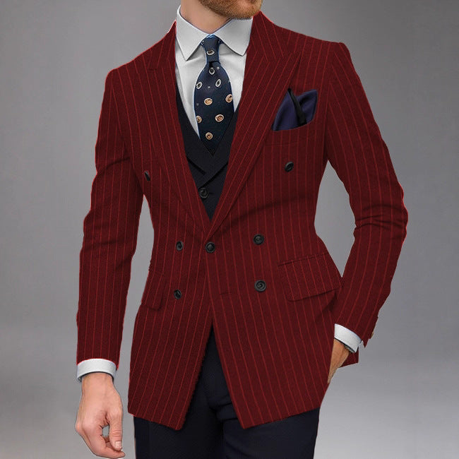 Herrer Dobbeltforet Businessblazer med elegant prikkemønster Stilla