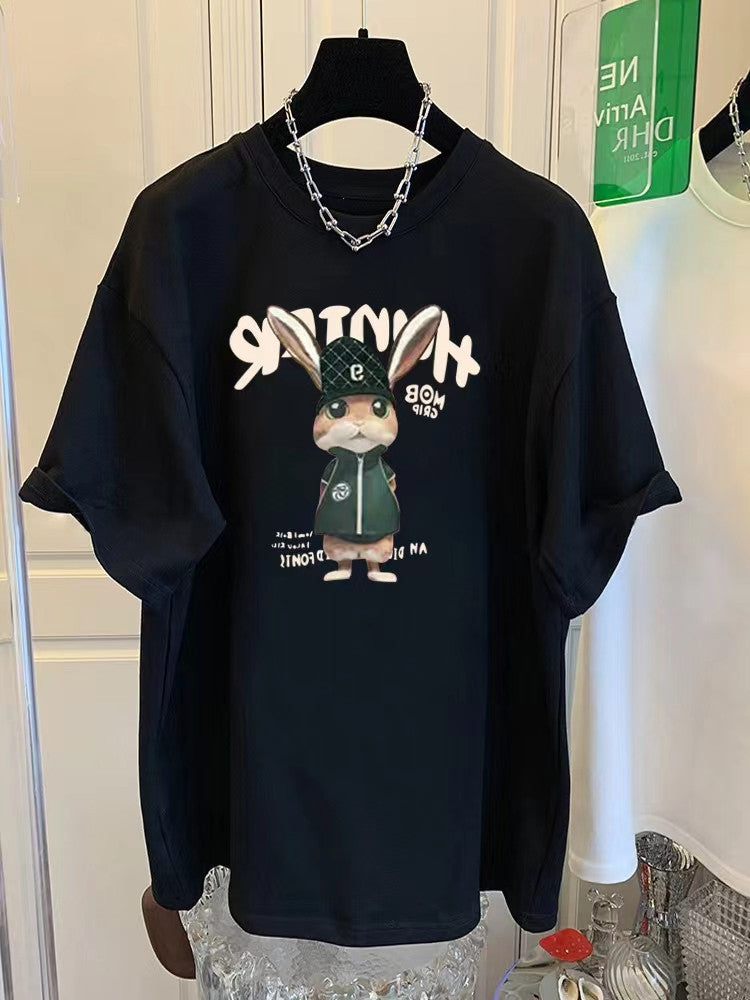 Dame T-shirt med kreativ dyreprint og afslappet pasform Stilla