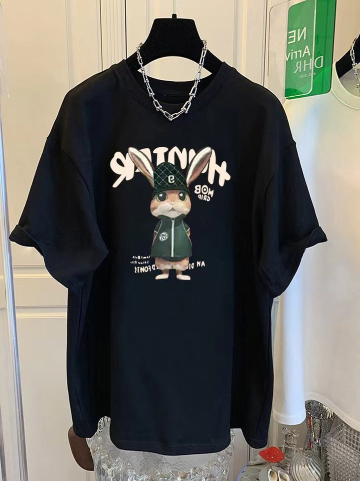 Dame T-shirt med kreativ dyreprint og afslappet pasform Stilla