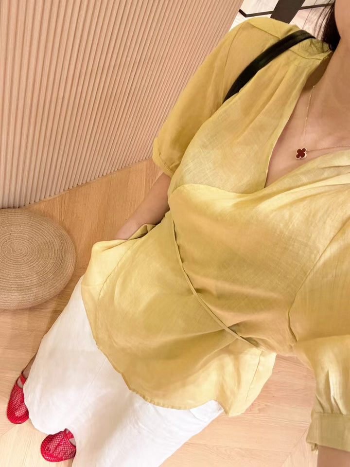 Dame Let Vikkebluse med Puffærmer Stilla