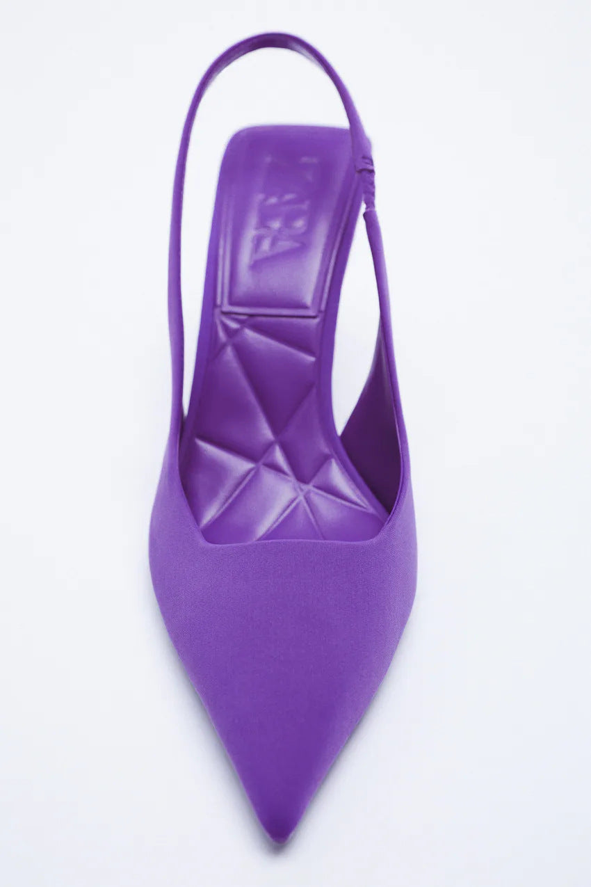 Dame Slingback-pumper med spids tåparti og elastisk rem Stilla