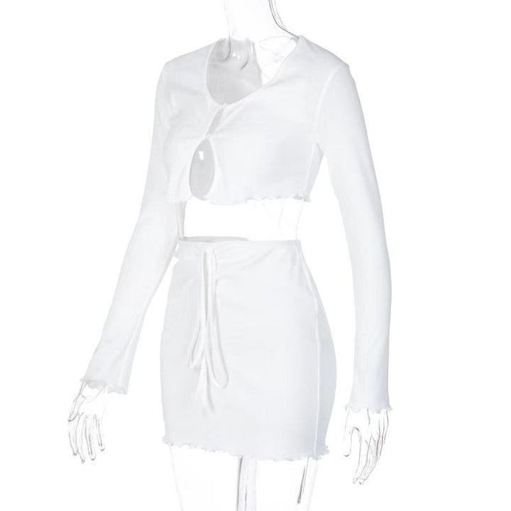 Dame sporty crop-top med matchende mini-nederdel og raffinerede detaljer Stilla