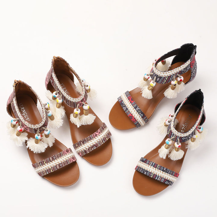 Dame Wedge-sandaler med etnisk kvaster og trendy design Stilla