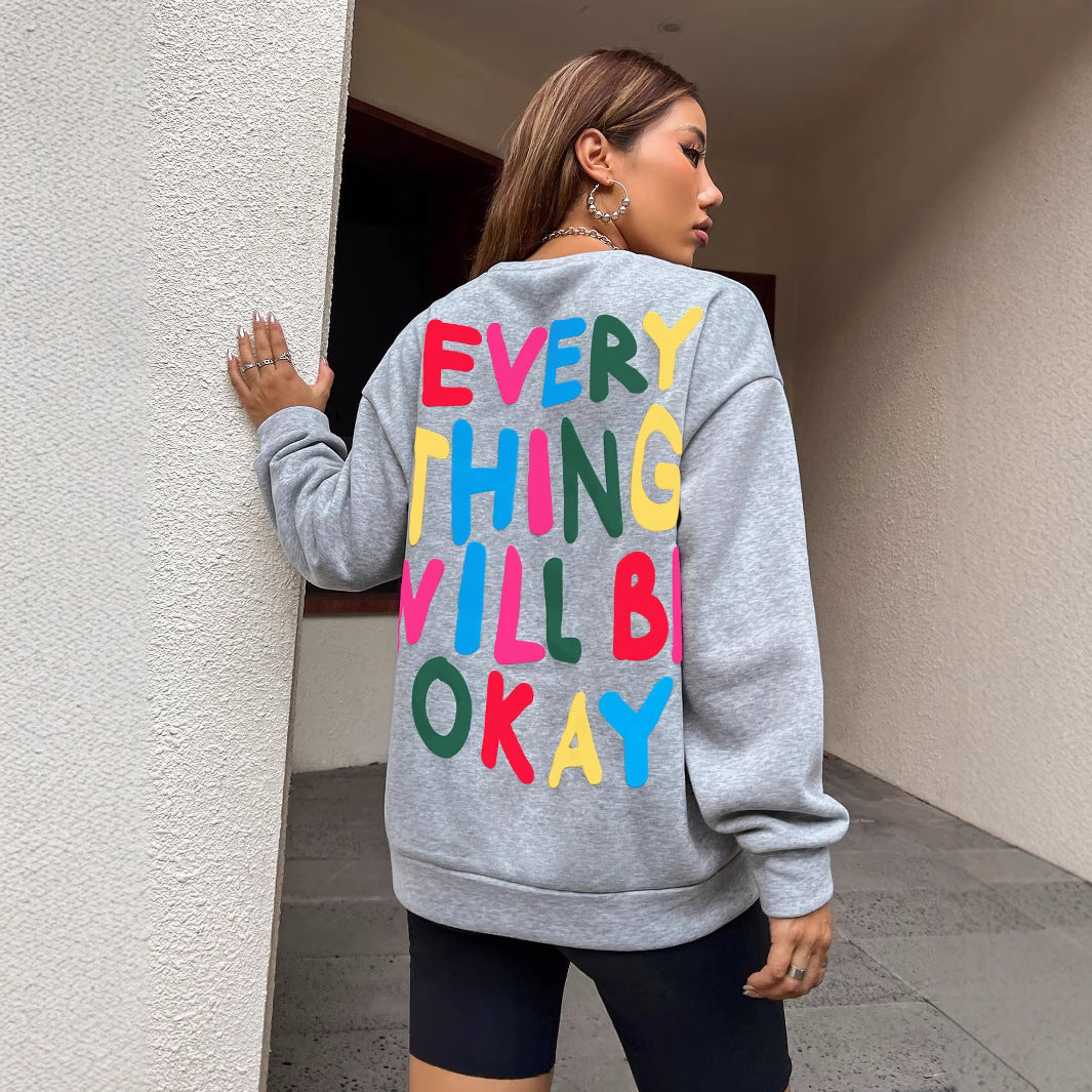 Dame sweatshirt med farverig skrift Stilla