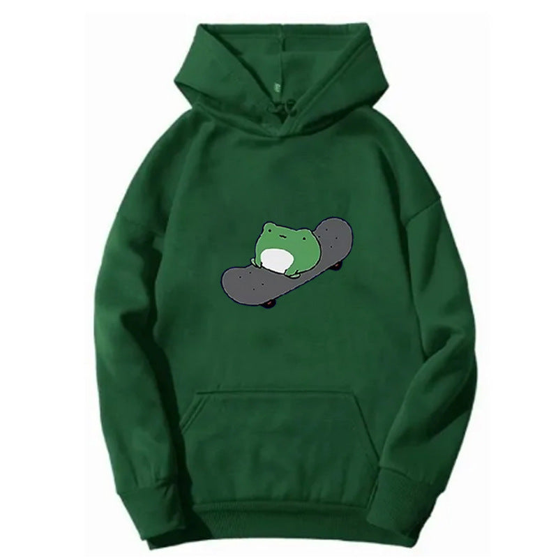 Kvinders hoodie med humoristisk frødesign Skovae