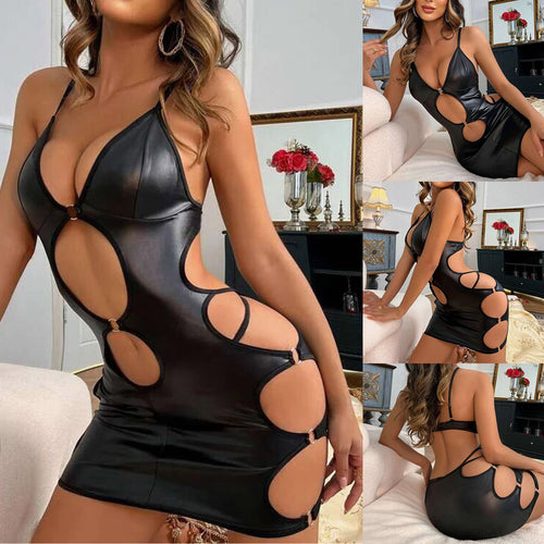 Dame Cutout Læder Mini Kjole Stilla