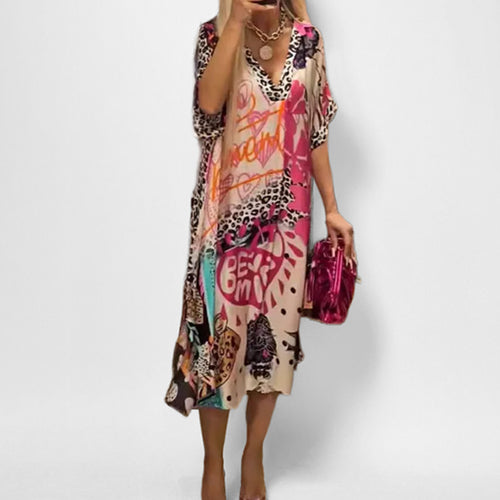 Dame Kaftan Kjole med moderne grafikdesign og løst snit Stilla