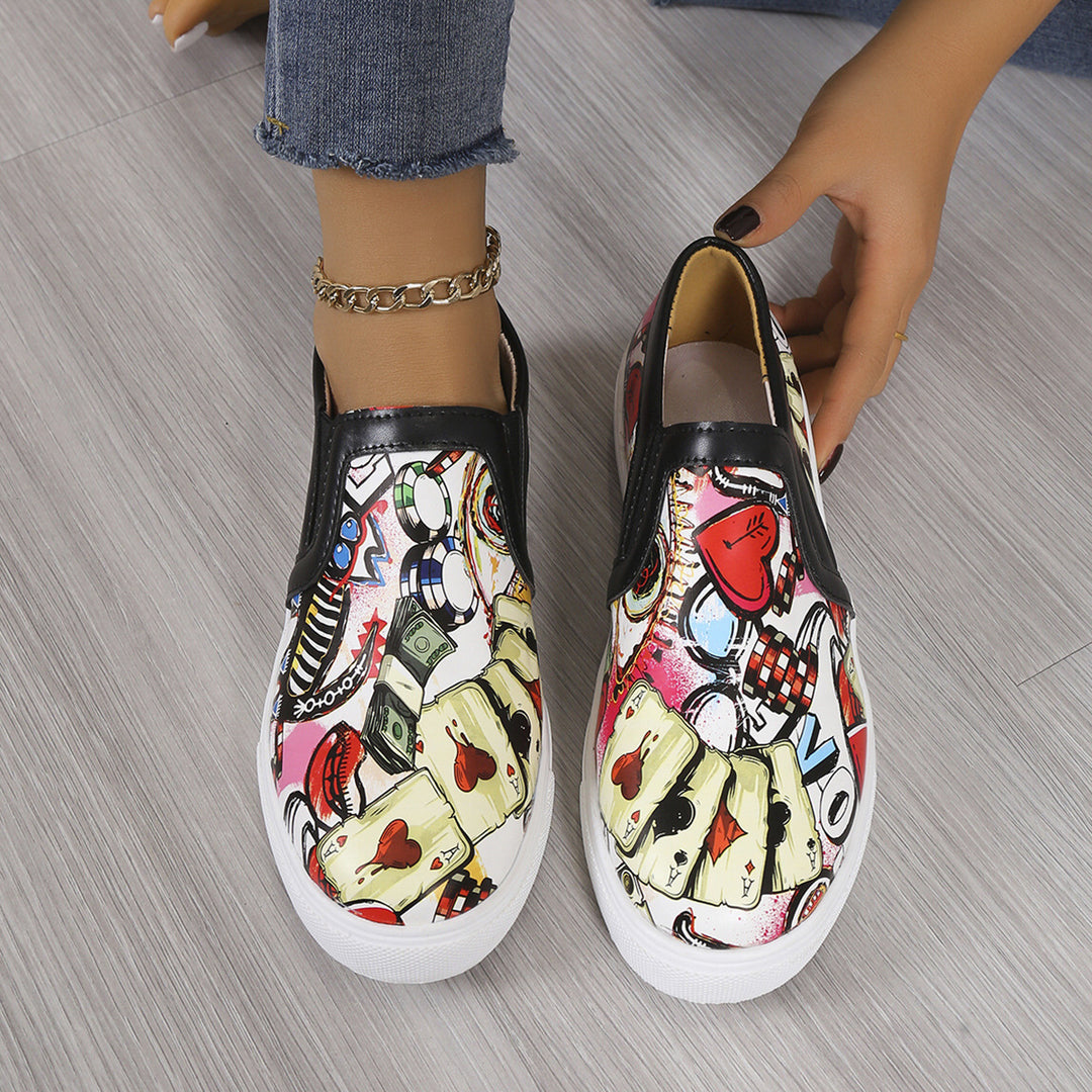 Dame Casual Sneakers med farverig motivtryk Stilla