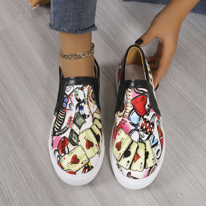 Dame Casual Sneakers med farverig motivtryk Stilla