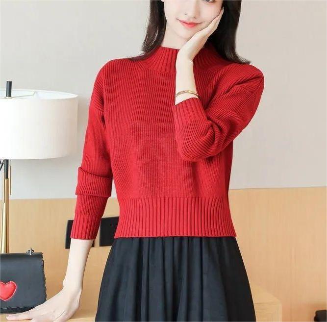 Kvinders casual strikket sweater med høj krave og fine ribdetaljer Stilla