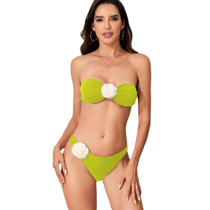 Dame Bandeau-bikini med blomsterdetalje Stilla