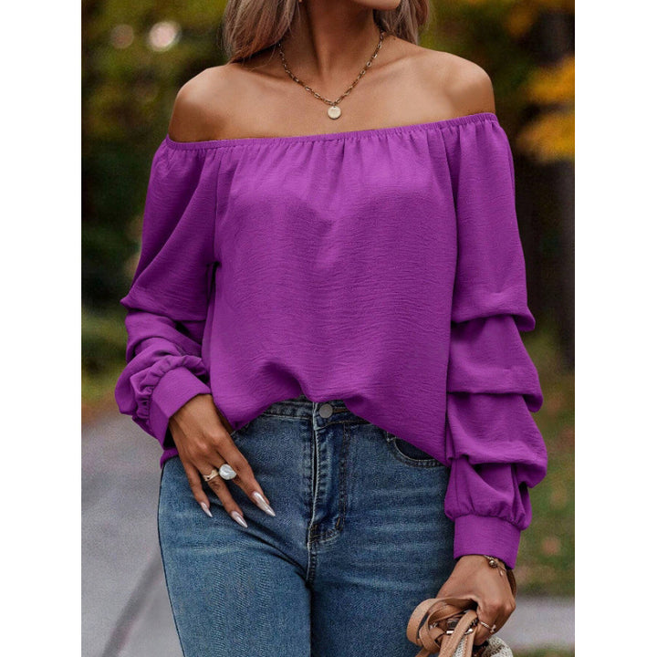 Dame Off-Shoulder Bluse med volumenærmer og elastisk kant Stilla