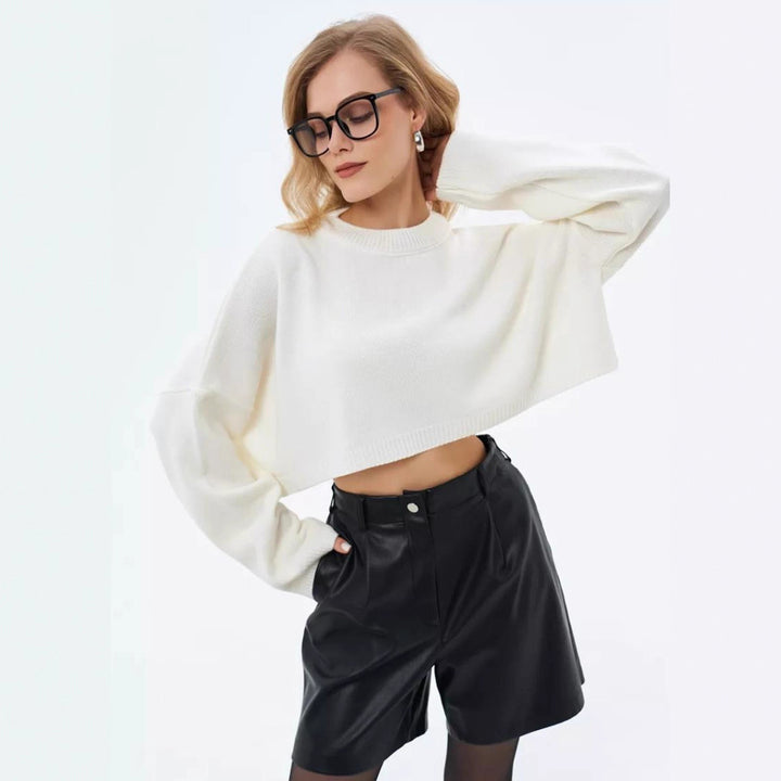 Dame Crop-Pullover med brede ærmer og afslappet snit Stilla