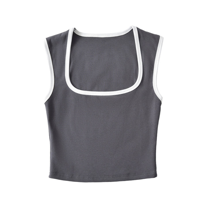 Dame Crop-Top med firkantet udskæring og smalle stropper Stilla