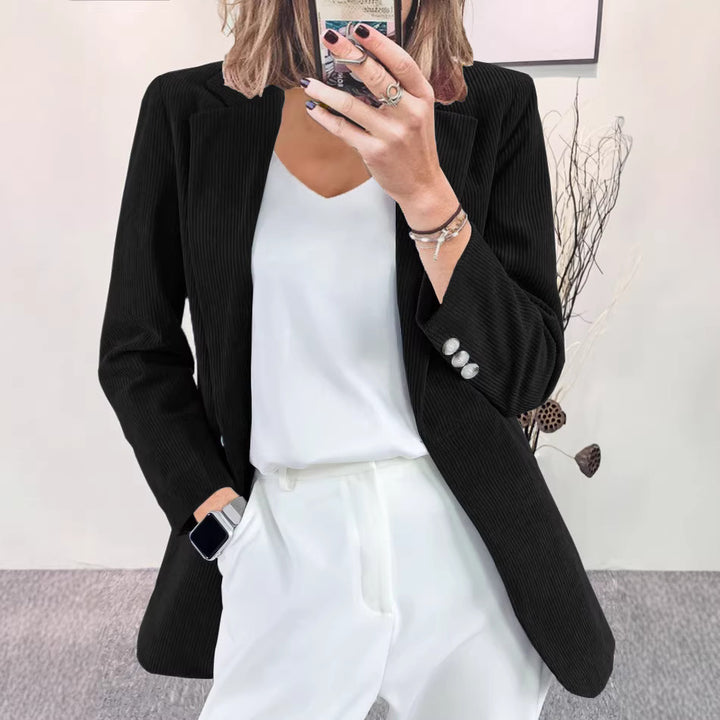 Damer fashionable stribet blazer med slim fit Stilla