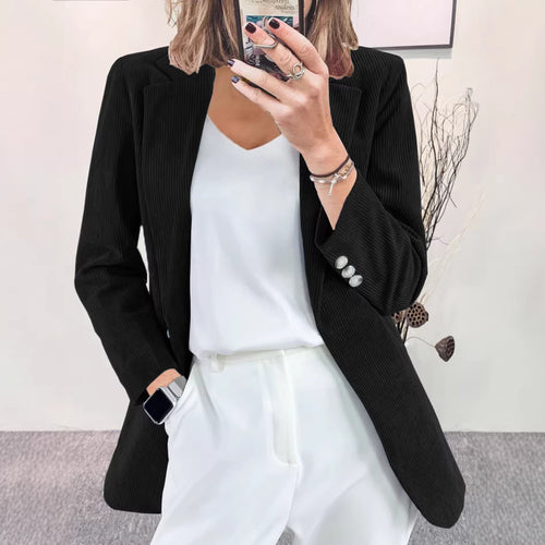 Damer fashionable stribet blazer med slim fit Stilla