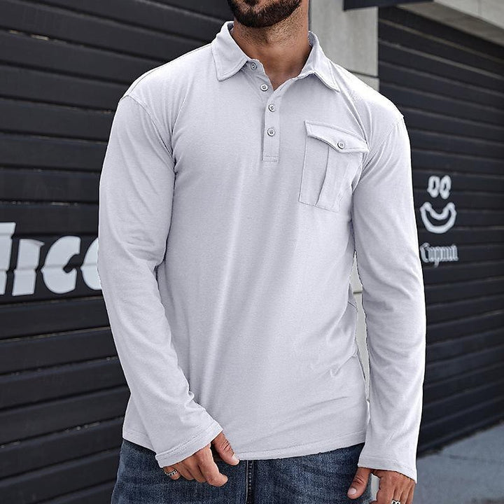Herre Langærmet Henley Polo med moderne ståkrave Stilla