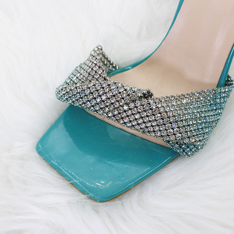 Femme Glamorous Pailletter Høje Hæl Sandaler Stilla
