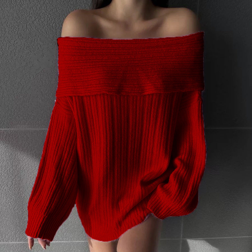 Femme Off-Shoulder Chunky Strikpullover Stilla