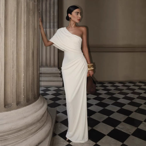 Dame Elegant Langærmet Minikjole med flydende Drapée og asymmetrisk Design Skovae