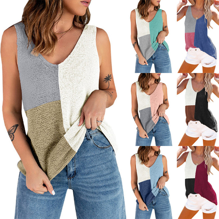 Kvinder Farveblok Strik Tanktop Stilla