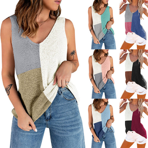 Kvinder Farveblok Strik Tanktop Stilla