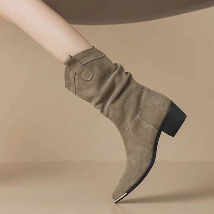 Femme Slouchy Western-inspirerede Ankel Støvler med spids tå Stilla