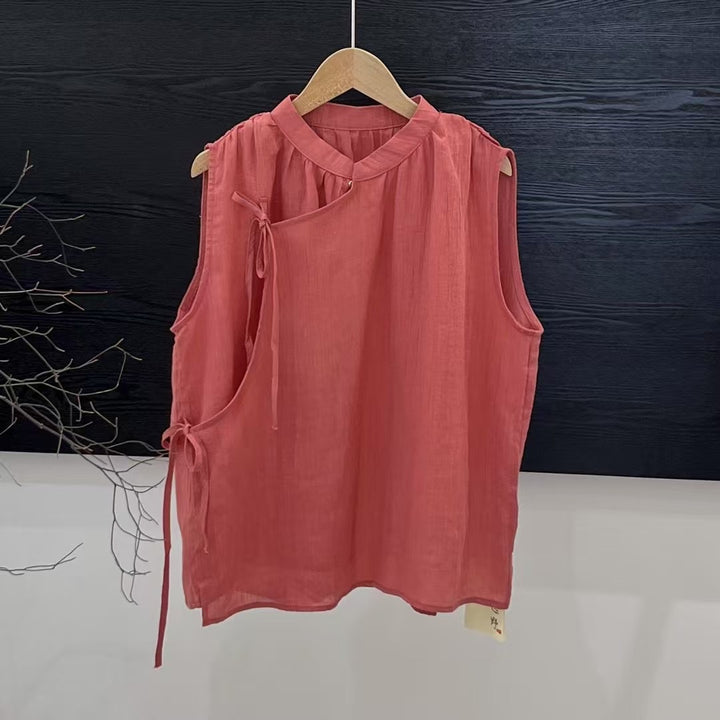 Femme Elegante Ærmeløs Linnedbluse Stilla