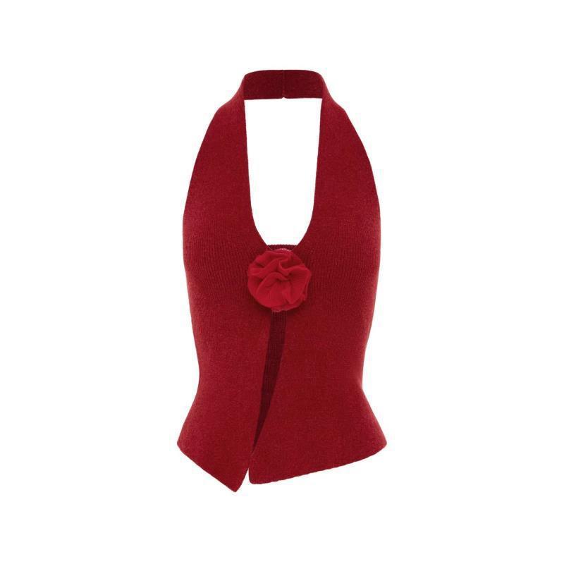 Damer Stilfuld Halter-nakbånd top med floral accent Stilla