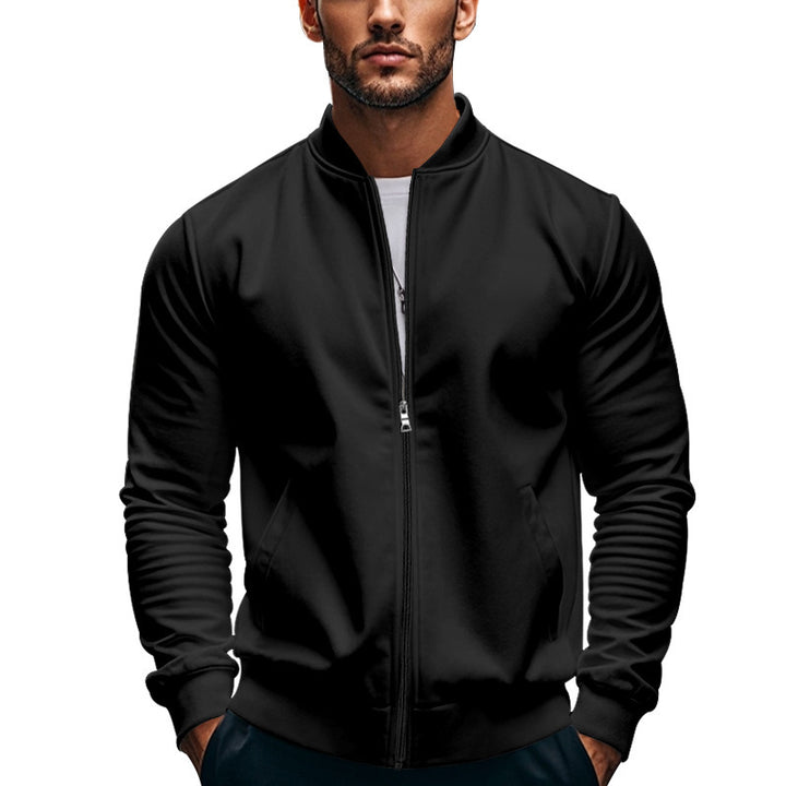 Herre nan moderne bomber i minimal stil med ståkrave, elastisk afslutningsbånd og funktionelle stiklommer Skovae