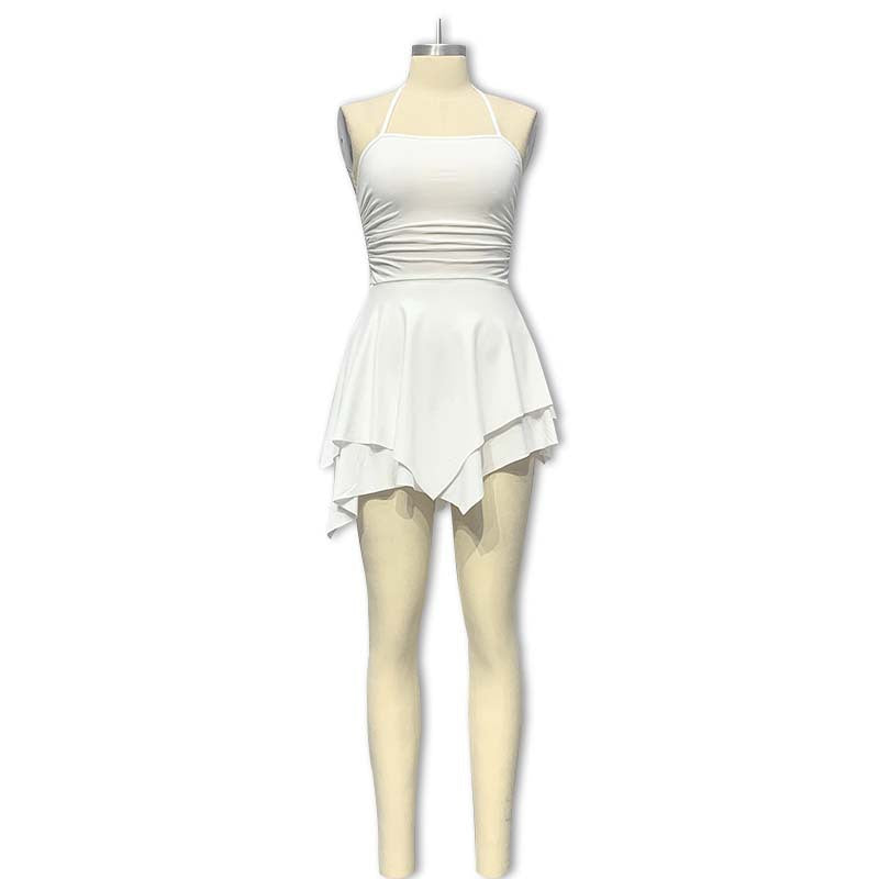 Dame Trendy Mini-kjole med asymmetrisk kant og rynkninger Skovae
