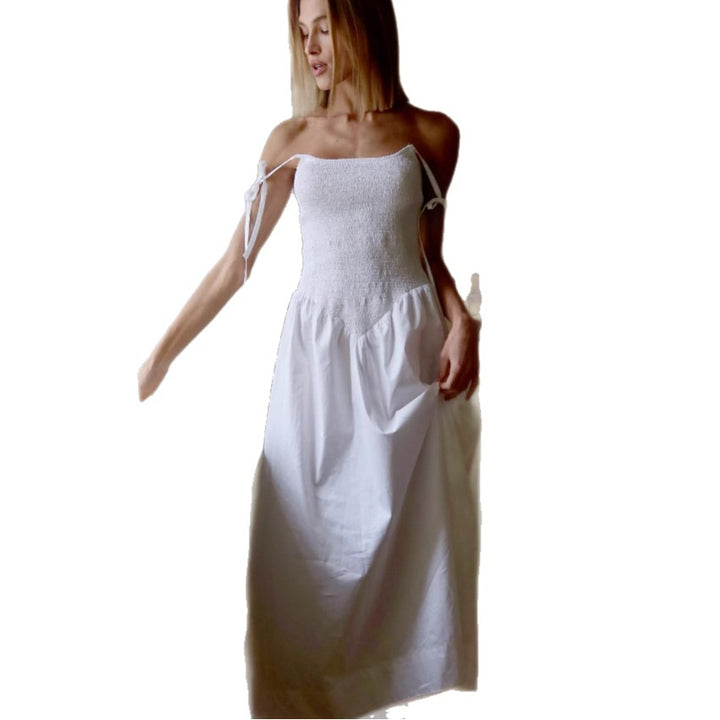 Dame Maxikjole med off-shoulder design og luftig omslagseffekt Stilla