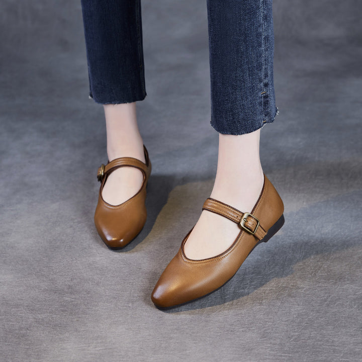 Dame elegante Mary Jane Ballerinas med justerbar spænde-detalje Stilla