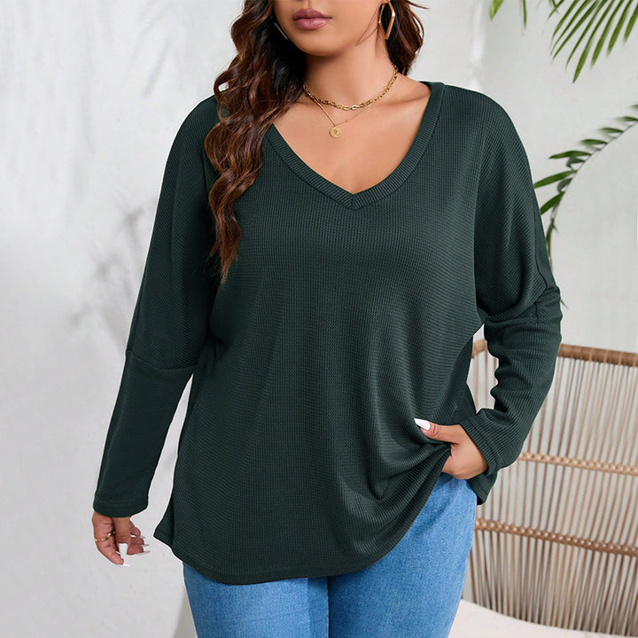 Dame Oversized V-Udskæring Pullover af Vaffelstof Stilla