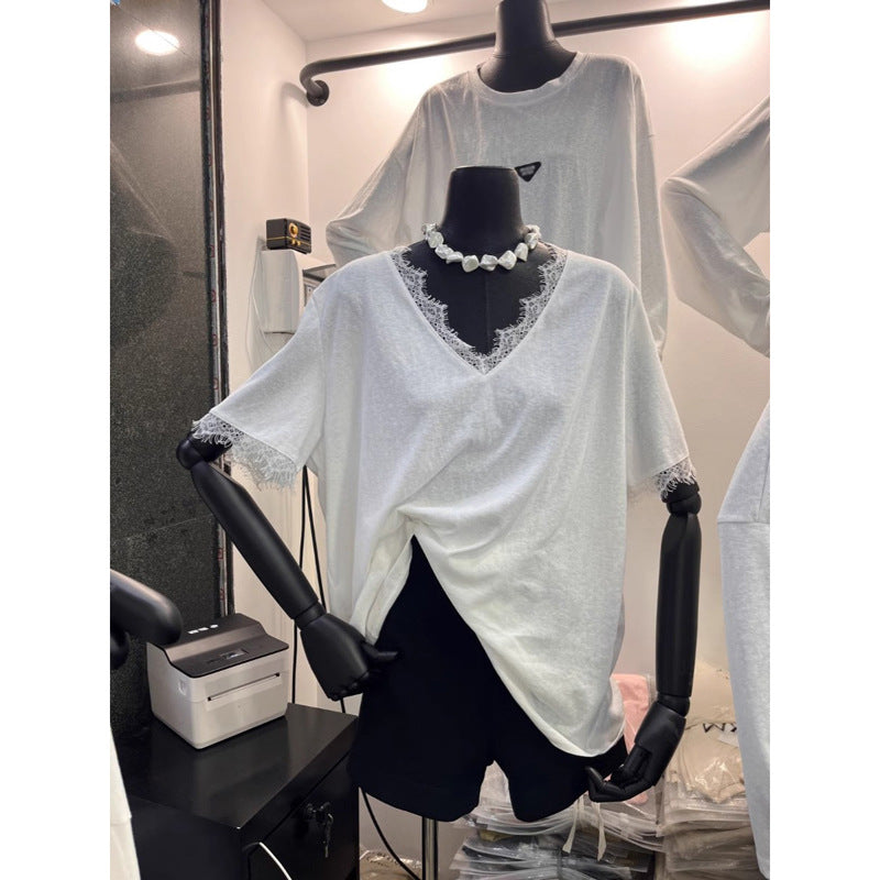 Femme Casual Spidssat V-Hals T-Shirt Stilla