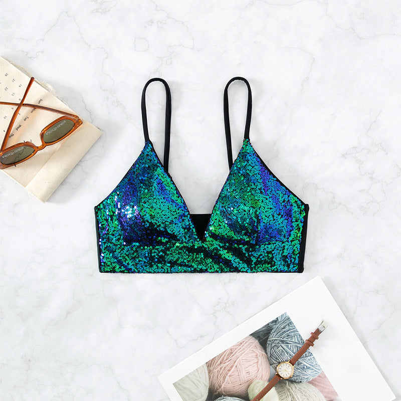 Dame Glitrende Bikini-Top med justerbare stropper og skimrende design Stilla